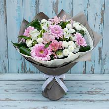 Букет цветов из:  Герберы, Альстромерии и Хризантемы в Кривандино