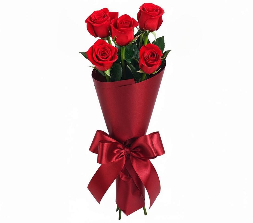 Букет 5 Красных роз Эдлесс Лав в Кривандино