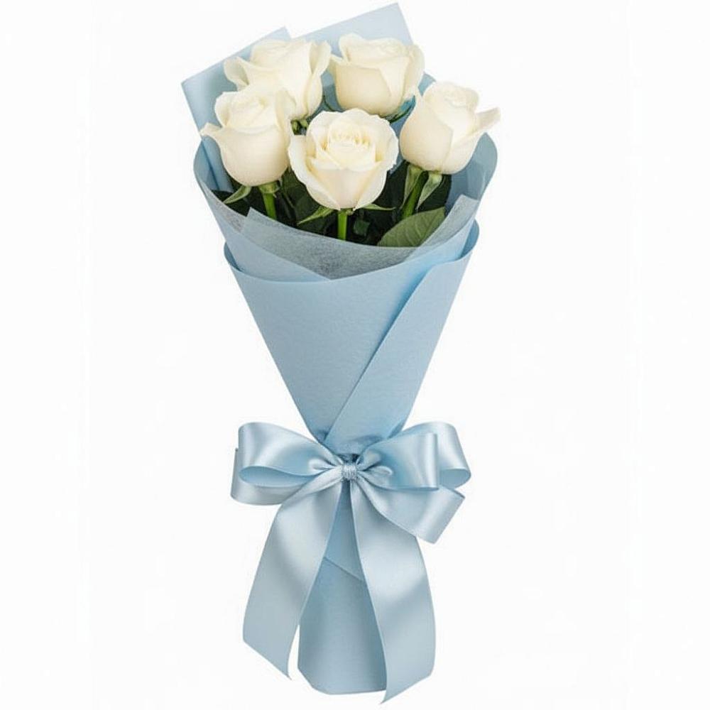 Букет 5 Белых роз Проуд в Кривандино