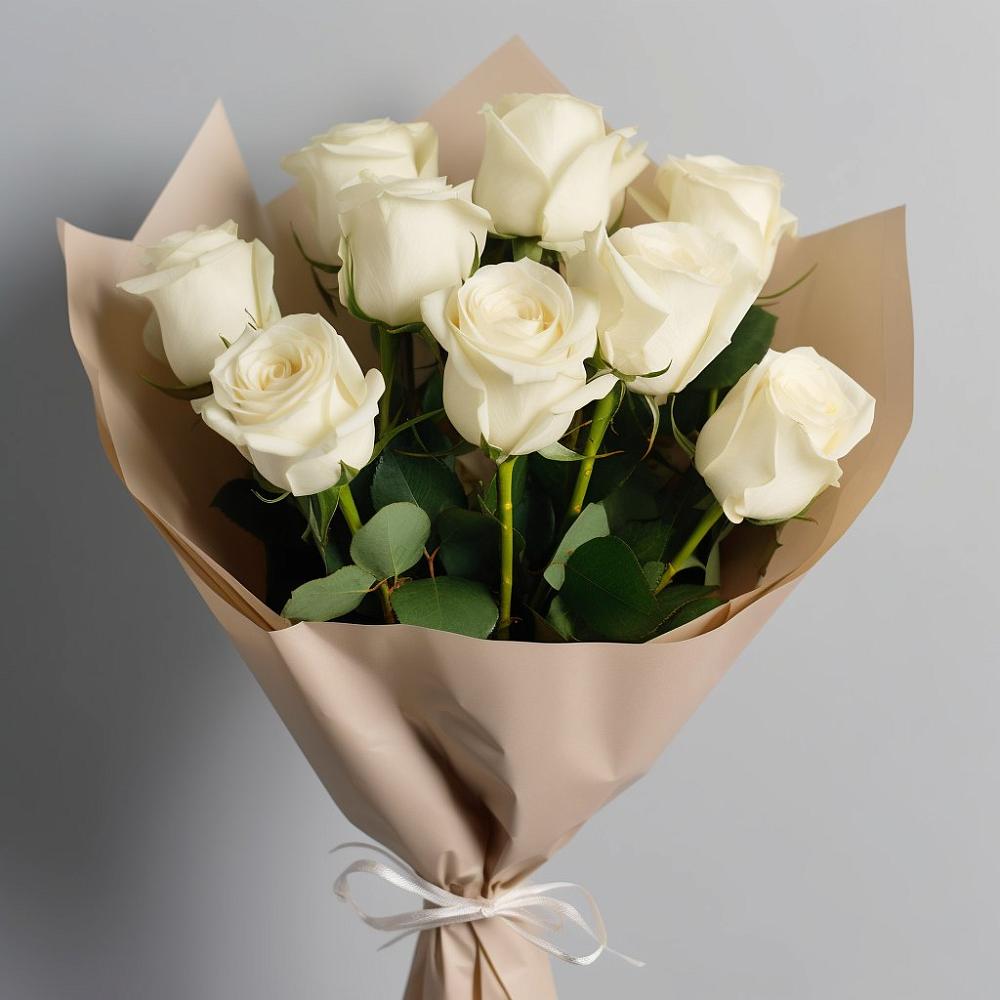 Букет 9 Белых роз Эдлесс Лав в Кривандино