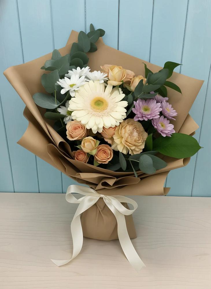 Букет цветов из: Герберы и Хризантемы в Кривандино