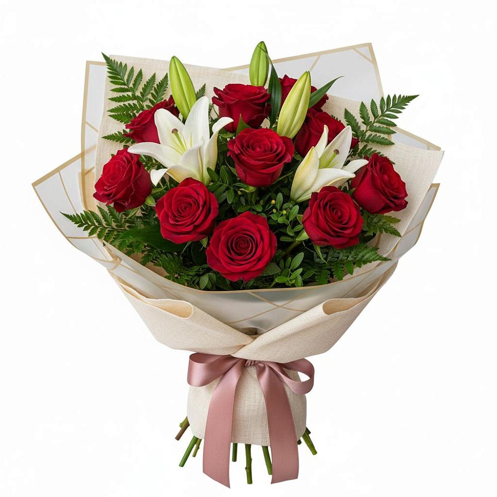 Букет цветов из: Лилии и Розы в Кривандино