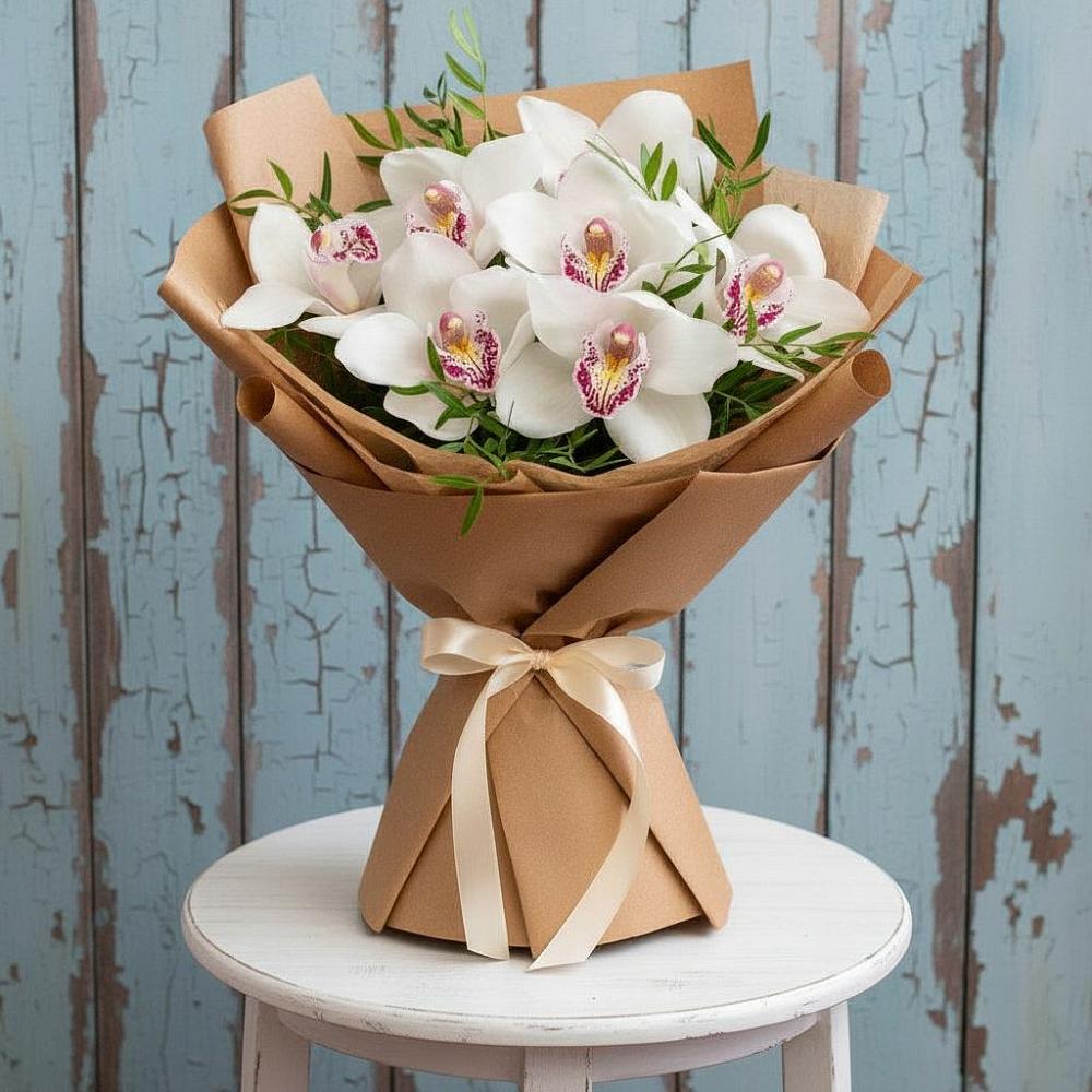 Букет цветов из: Орхидеи и Розы в Кривандино