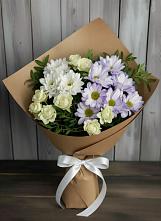 Букет цветов из:  Хризантемы и Розы в Кривандино