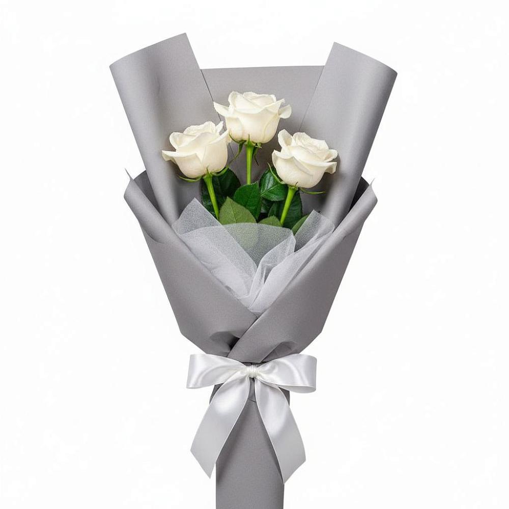 Букет 3 белые розы в Кривандино
