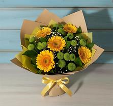 Букет цветов из:  Герберы и Хризантемы в Кривандино