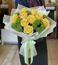 Букет цветов из:  Хризантемы и Розы в Кривандино