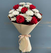 Букет цветов из:  Розы и Хризантемы в Кривандино