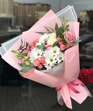 Букет цветов из:  Розы, Лизиантусы и Хризантемы #REPLACE_PRED# Кривандино