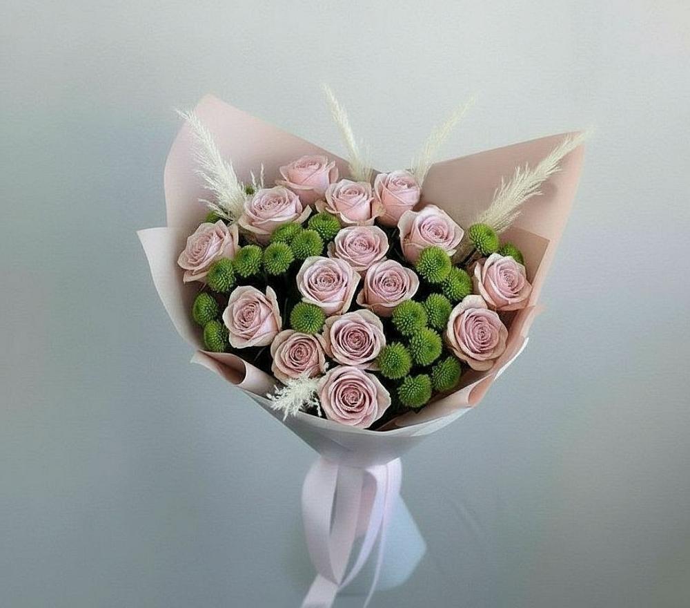 Букет цветов из: Розы и Хризантемы в Кривандино