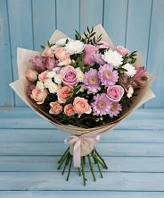 Букет цветов из:  Хризантемы, Розы и Альстромерии в Кривандино