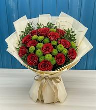 Букет цветов из:  Розы и Хризантемы в Кривандино