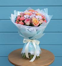 Букет цветов из:  Хризантемы и Розы в Кривандино