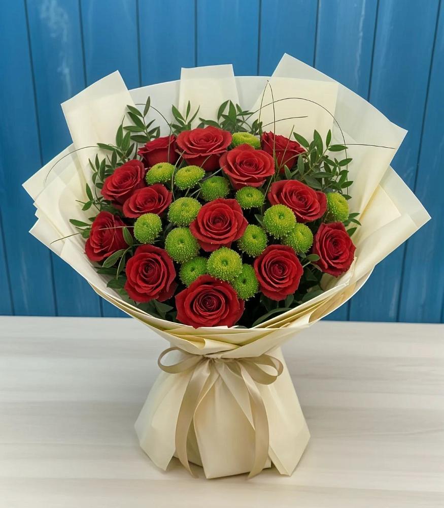 Букет цветов из: Розы и Хризантемы в Кривандино